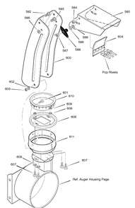 Discharge Chute Diagram and Parts List for 629106X61A 2005 Briggs and Stratton Snow Blower